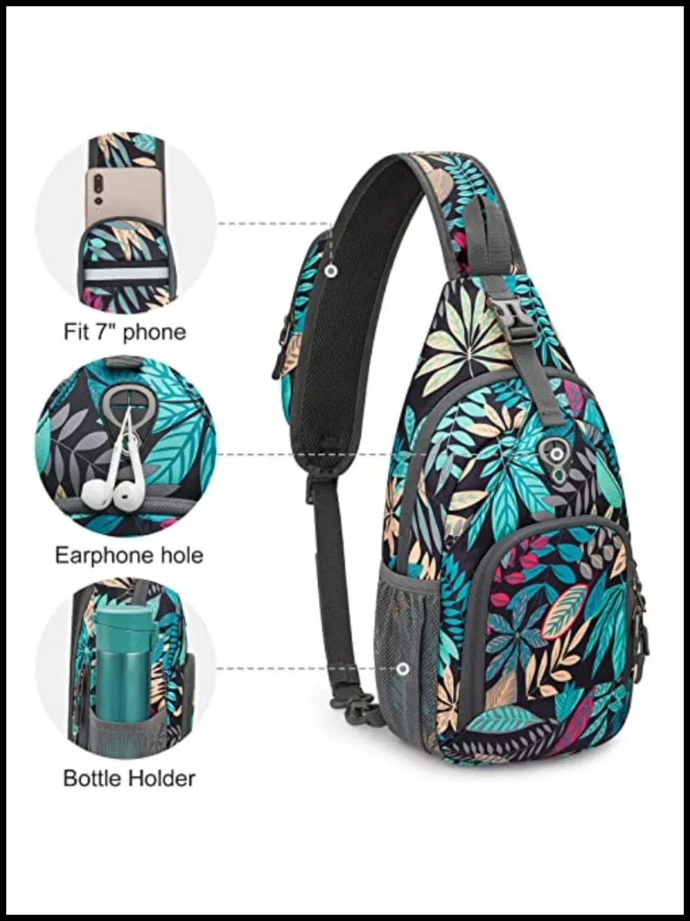 RFID Sling Bag Crossbody Backpack Hiking Outdoor Water Resistant Polyester